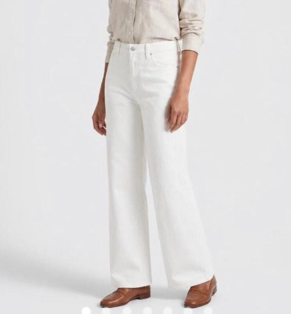 Quince Bella white wide leg high rise jeans size 28